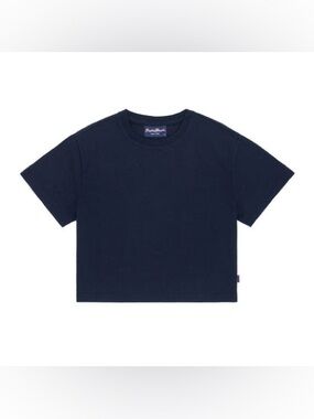 Rowing Blazers Navy Cropped Short-Sleeve Crew Tee - 100% cotton